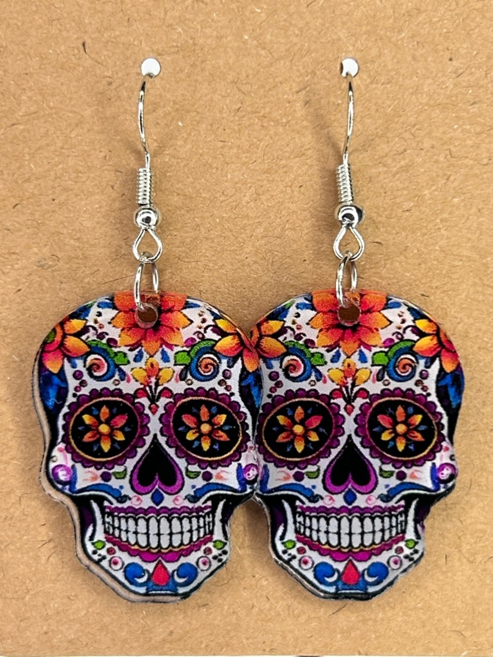 Sugar Skull Floral Dangle Earrings - Multicolor Fashion Jewelry